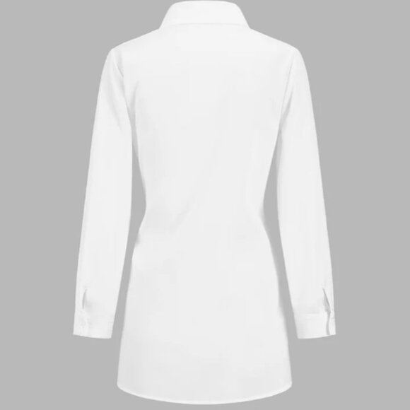 Commense White Semi-Sheer Button Down Tied Long Shirt - Picture 3 of 6